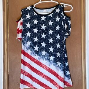 Patriotic blouse cold shoulder style size S